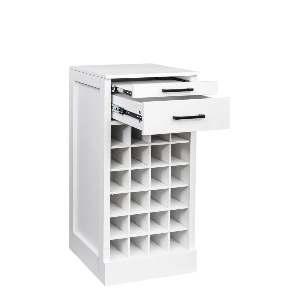 WERSMT 8-Tier Freestanding Wine Rack Wood, 32 Bottles Wine Rack Counter for Small Space, Farmhouse Stackable Modular Wine Bottle Holder Rack, White