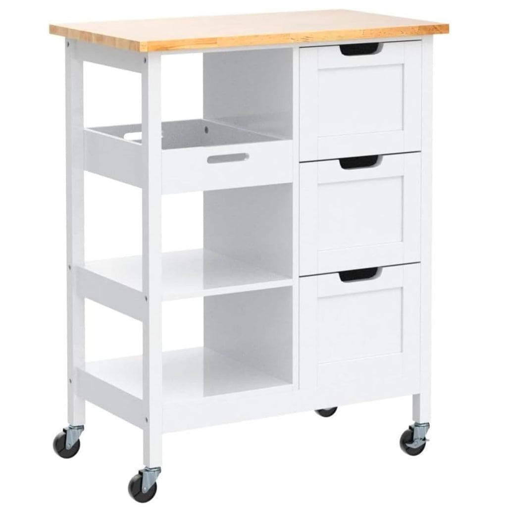 YITAHOME Small Solid Wood Top Kitchen Island Cart on Wheels with Storage