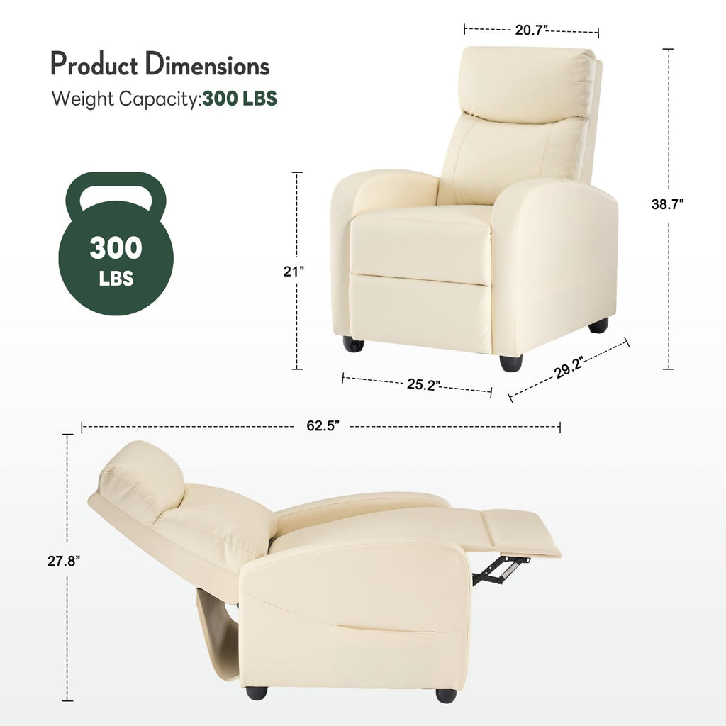 Massage Recliner Chair, Recliner Sofa Fabric for Adults, Recliners Home Theater Seating with Lumbar Support, Reclining Sofa Chair for Living Room, Ink