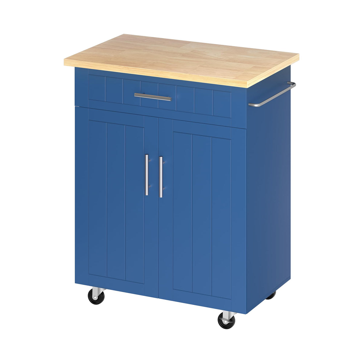 SUNLEI Kitchen Island Cart on Wheels with Storage Cabinet & Drawer, 26" Width Rolling Kitchen Table, Cart Handle for Towel Rack or Free Mobility, Kitchen Cart, Dining Room(Black)