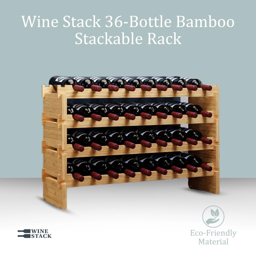 72 Bottle Bamboo Stackable Freestanding Wine Rack, No Tools Assembly, Durable, Wine and Liquor Bottle Storage for Small Spaces