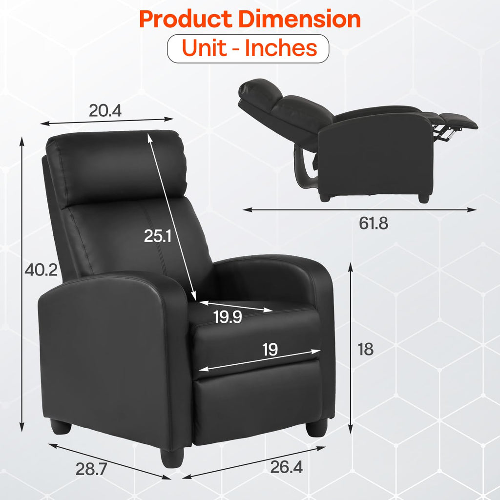FDW | Recliner Chair | Without Massage Function | Black, PU Leather