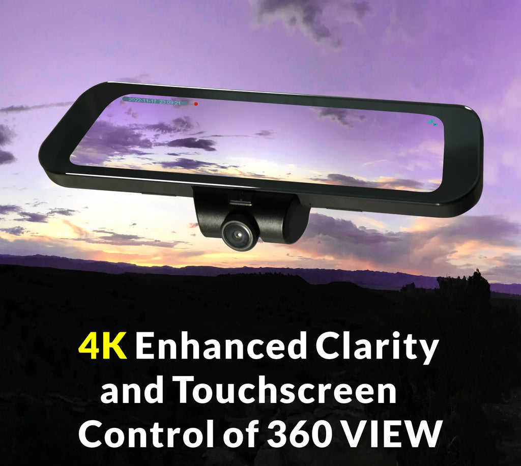 Rearview Auto View Day/Night, Video-in DIY Touchscreen Dash 4K RYDEEN Backup Monitor Install, View Brightness 360 Mirror Frameless Camera with Surround 10-inch w/ TFT