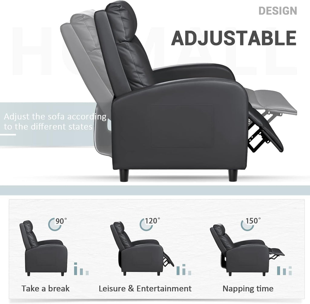 Homall Recliner Chair, Recliner Sofa PU Leather for Adults, Black Recliners