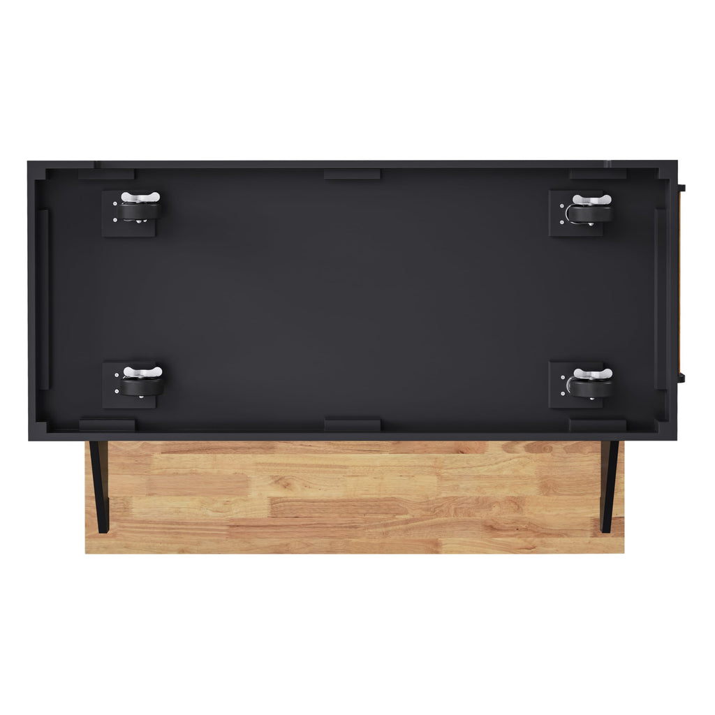 53" Large Kitchen Island with Drop Leaf & Power Outlet, Rolling Kitchen Cart on 5 Wheels with Internal Door Storage Rack, 5 Open Side Racks, 3 Drawers, 2 Doors for Kitchen Dining Room