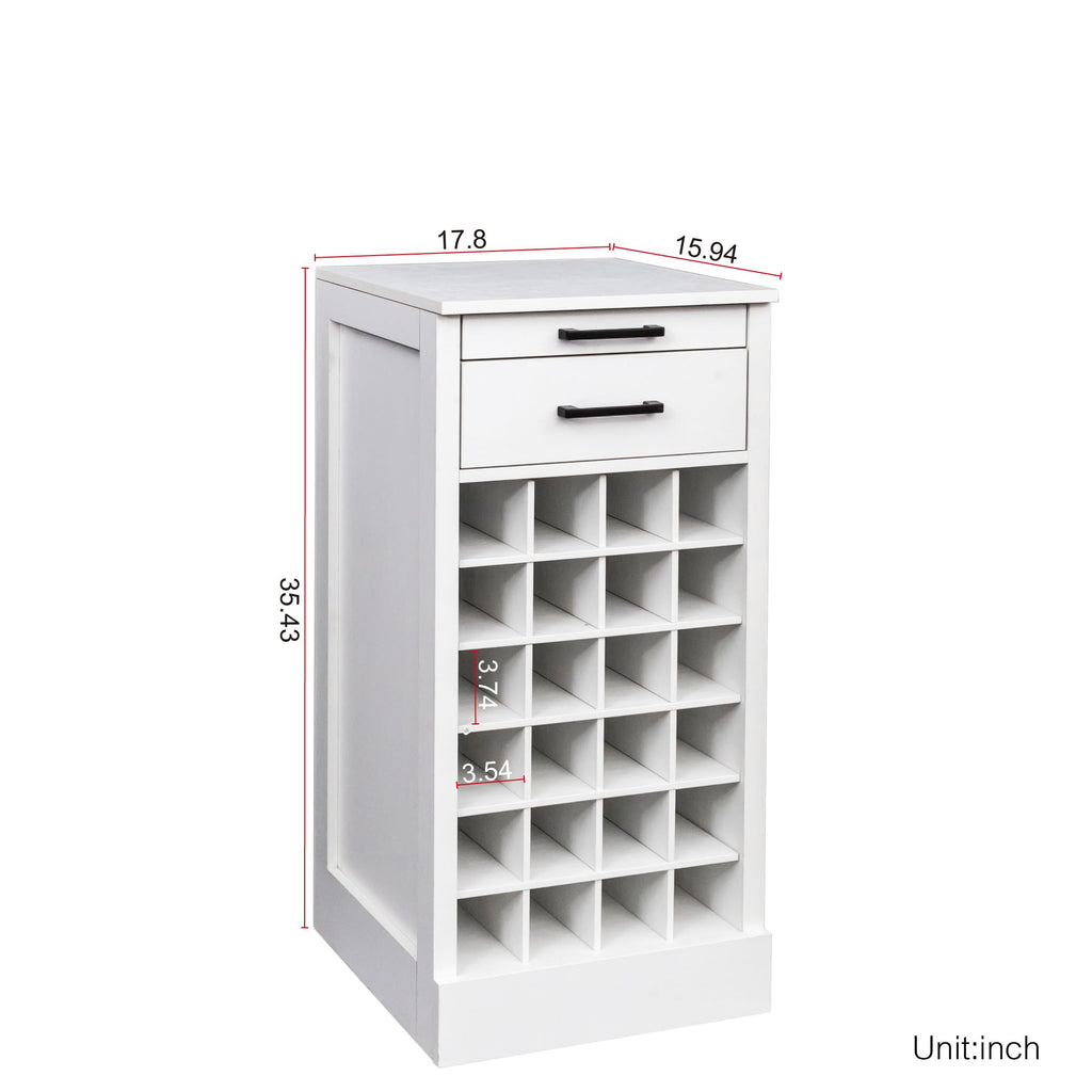 WERSMT 8-Tier Freestanding Wine Rack Wood, 32 Bottles Wine Rack Counter for Small Space, Farmhouse Stackable Modular Wine Bottle Holder Rack, White