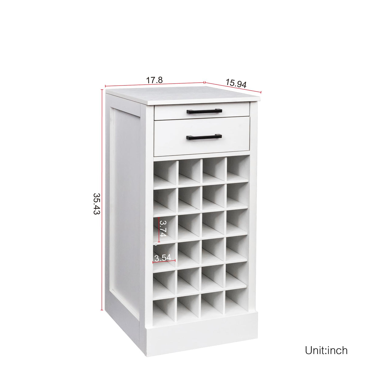 WERSMT 8-Tier Freestanding Wine Rack Wood, 32 Bottles Wine Rack Counter for Small Space, Farmhouse Stackable Modular Wine Bottle Holder Rack, White