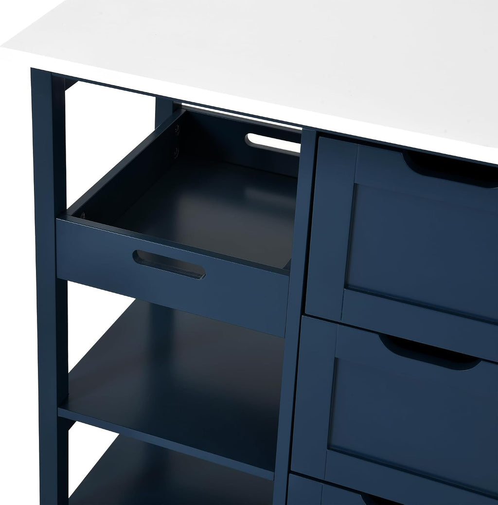 YITAHOME Small Solid Wood Top Kitchen Island Cart on Wheels with Storage