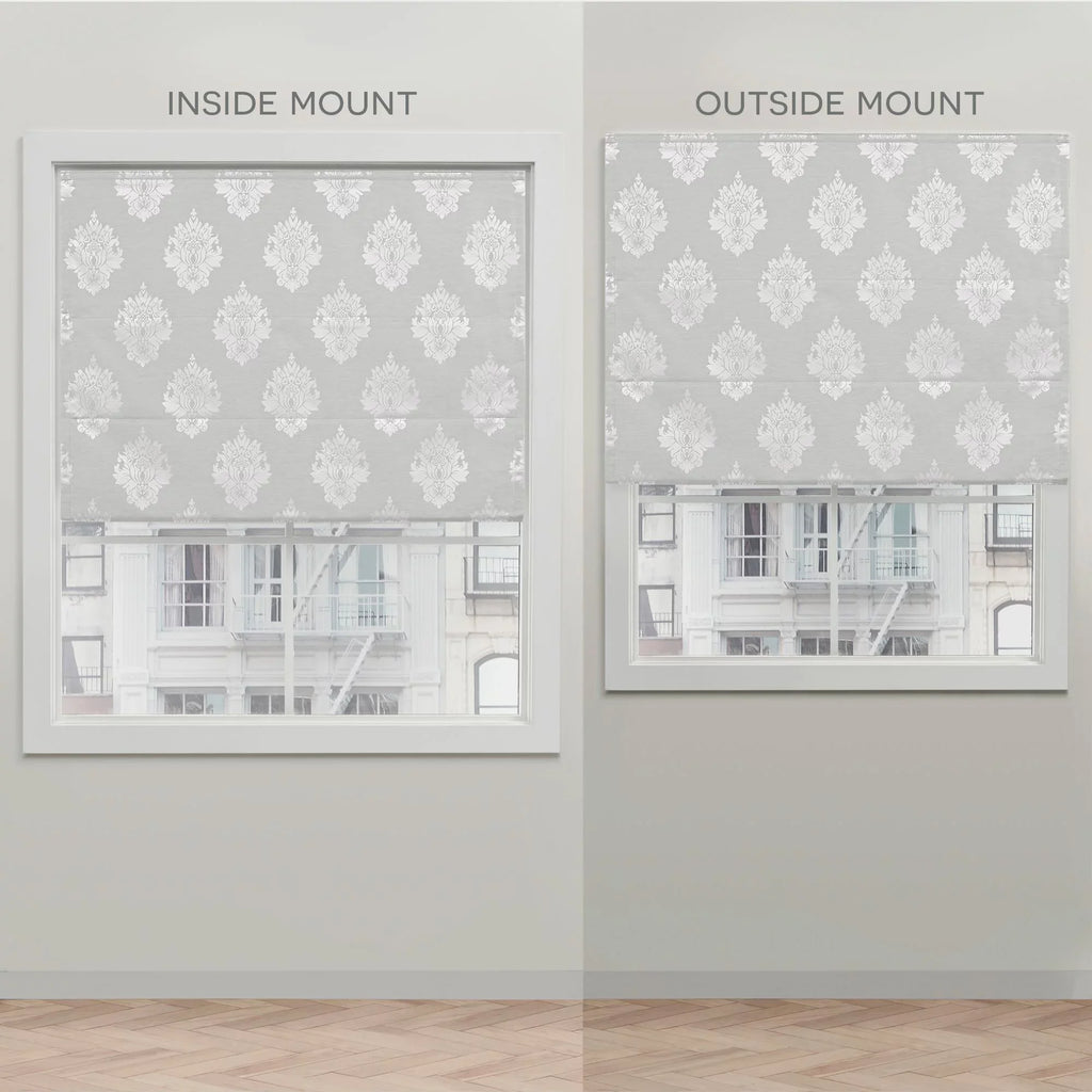 34"x64", Home Roman Silver Shade, Marseilles Blackout 100% Damask Exclusive