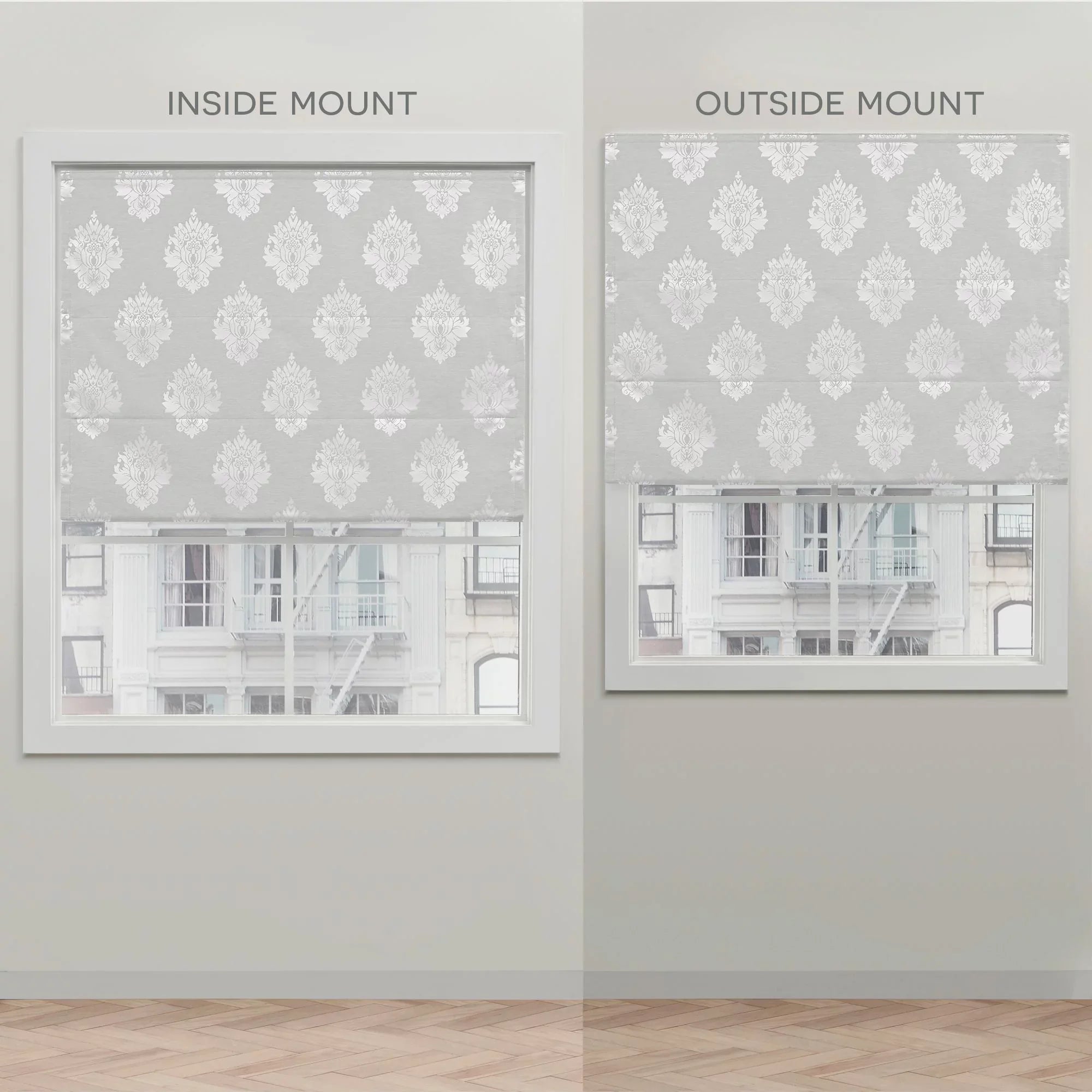 34"x64", Home Roman Silver Shade, Marseilles Blackout 100% Damask Exclusive