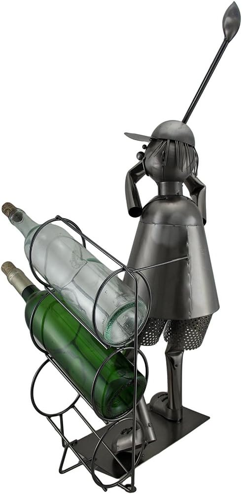 Giant Golfer Golf Metal Wine Bottle Holder, Charcoal
