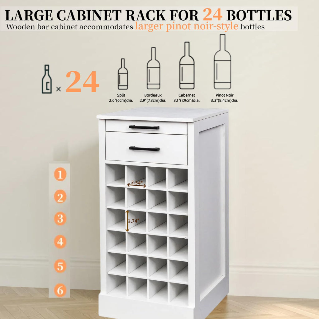WERSMT 8-Tier Freestanding Wine Rack Wood, 32 Bottles Wine Rack Counter for Small Space, Farmhouse Stackable Modular Wine Bottle Holder Rack, White