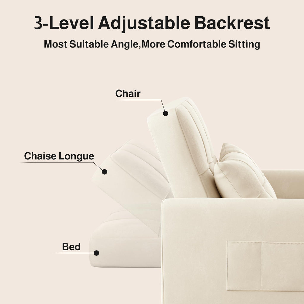 Ahomly Convertible Sofa Chair Bed, 3-in-1 Linen Pull Out Chair, Dark Gray