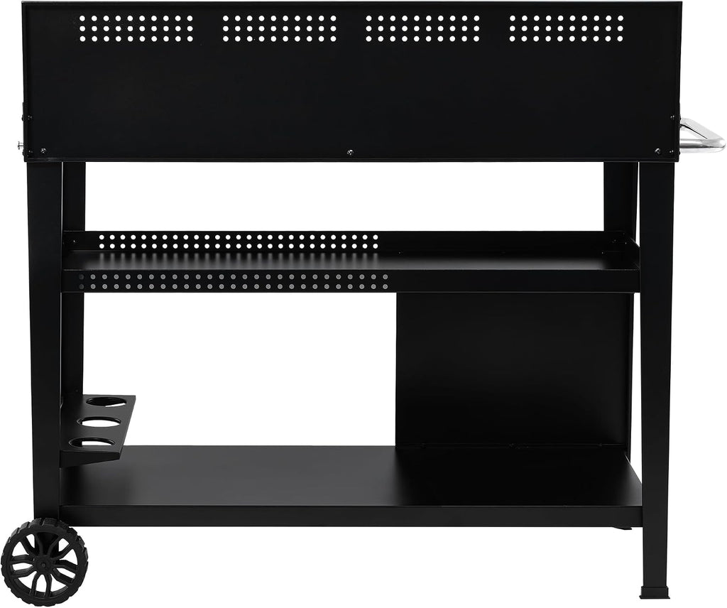 Royal Gourmet PC4401B 3-Tier Dining Cart with Wind Guard, Black
