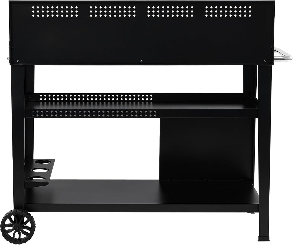 Royal Gourmet PC4401B 3-Tier Dining Cart with Wind Guard, Black