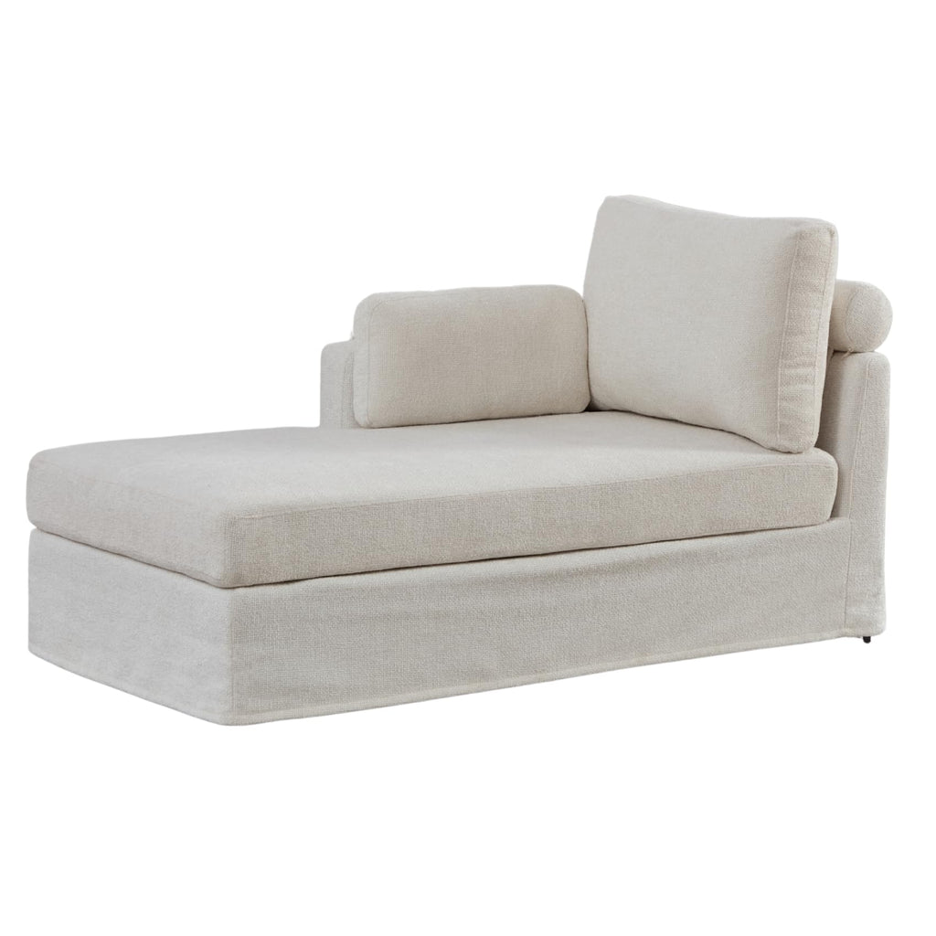 Modern 32''W Chaise Lounge with Armrest (Hold Right Arm), Indoor Recliner, Comfy Deep Seat Sleeper Chair Single Sofa Bed for Apartment, Living Room, Ivory L.