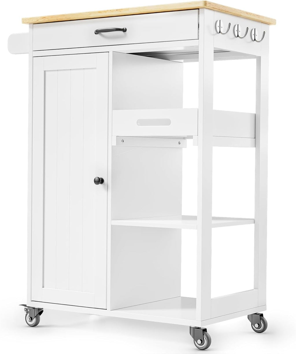 Gizoon Kitchen Island Cart with Storage Cabinet & Removable Tray