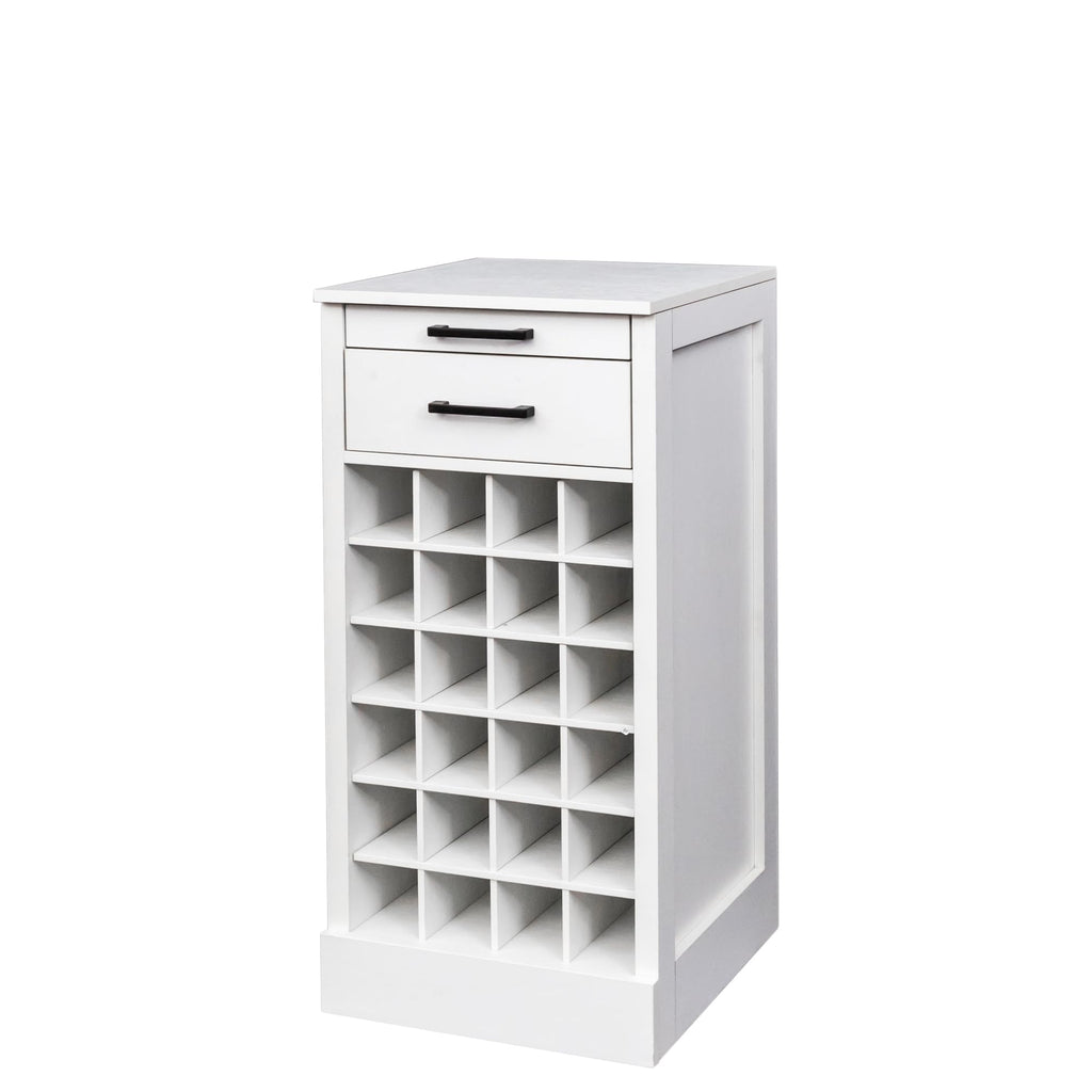 WERSMT 8-Tier Freestanding Wine Rack Wood, 32 Bottles Wine Rack Counter for Small Space, Farmhouse Stackable Modular Wine Bottle Holder Rack, White