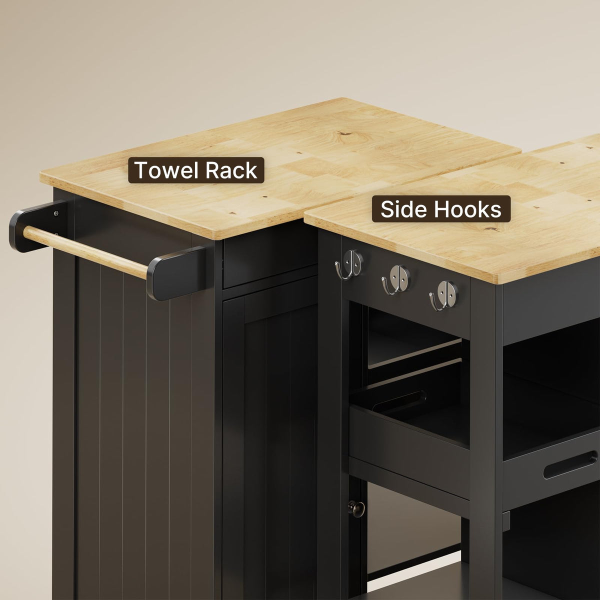 Gizoon Kitchen Island Cart with Storage Cabinet & Removable Tray