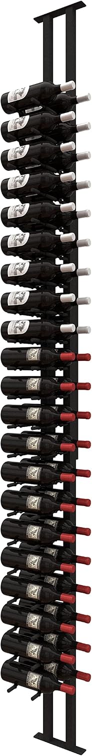 Ultra Wine Racks Floor-to-Ceiling Mount Display (1 Side, Double Deep, Black, Holds 42 Wine Bottles) - Modern Metal Wine Storage for Wine Cellars, Home Bars, Kitchens, and Dining Rooms