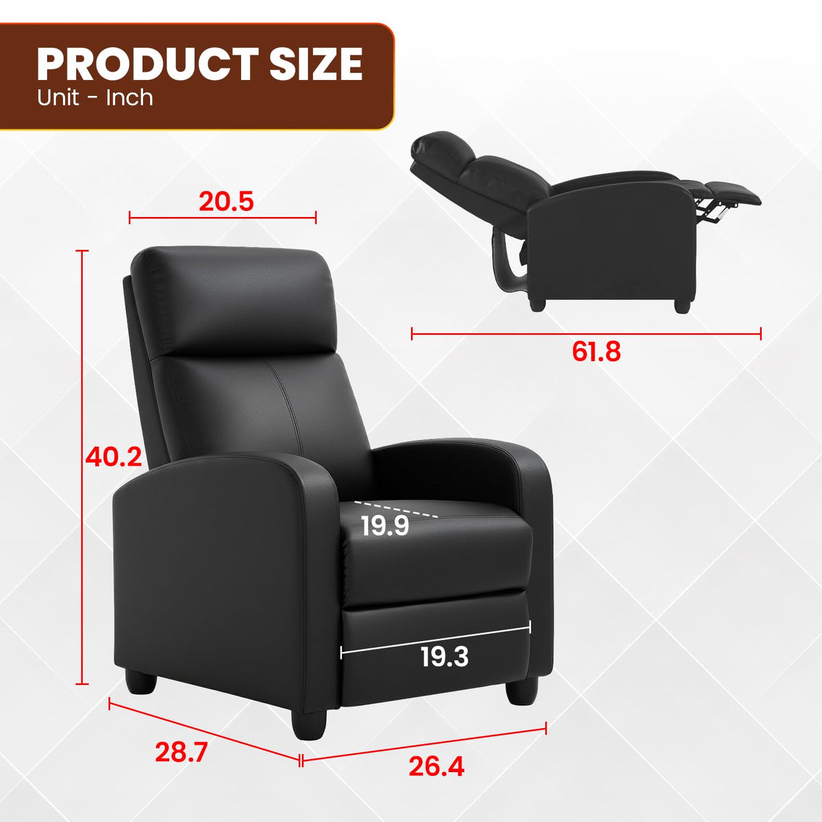 BestMassage Recliner Chair No Massage Function | Leather Black