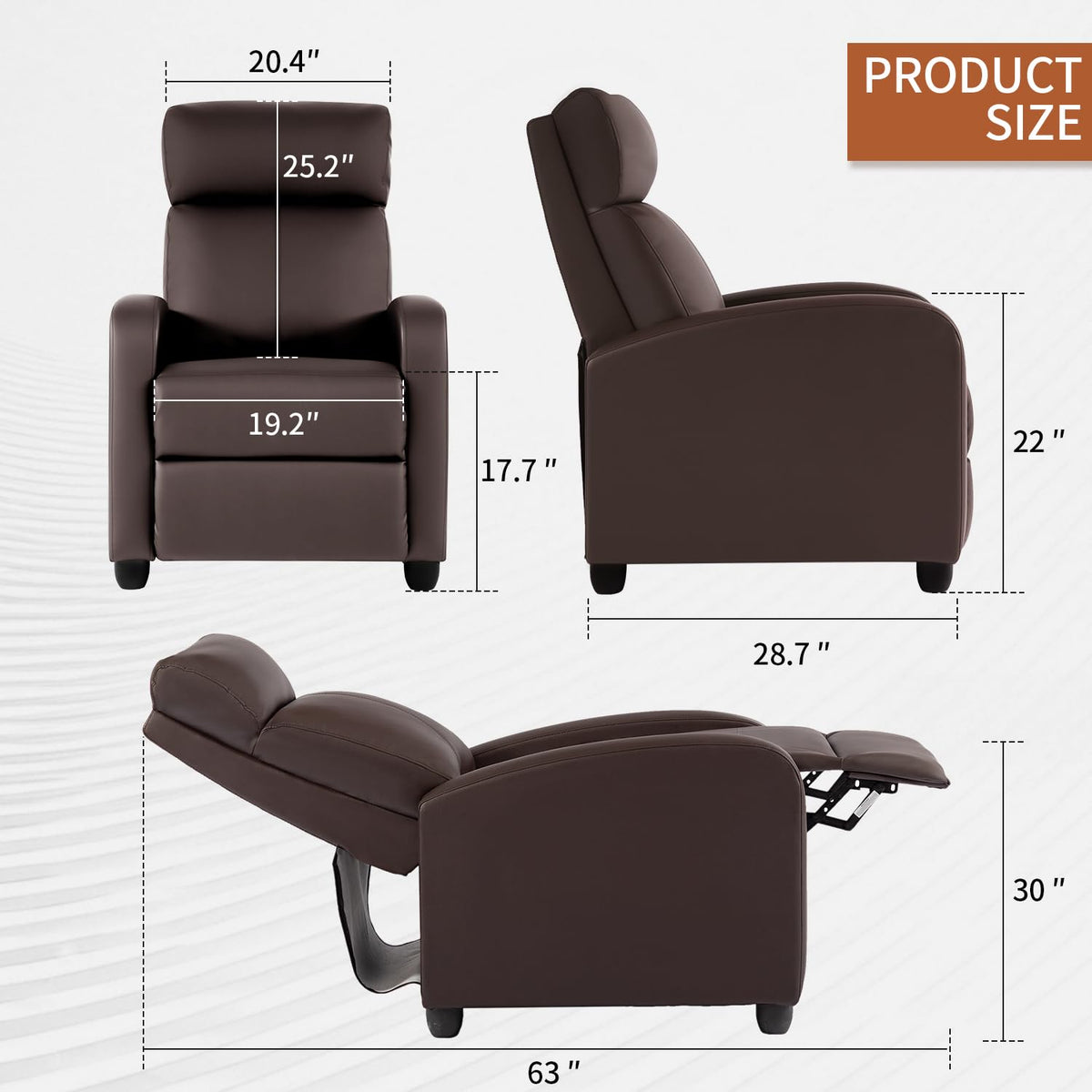 BestMassage Recliner Chair No Massage Function | Leather Black