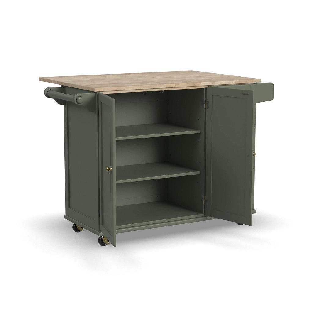 Homestyles Dolly Madison Black Mobile Kitchen Island Cart with Wood Drop Leaf Breakfast Bar