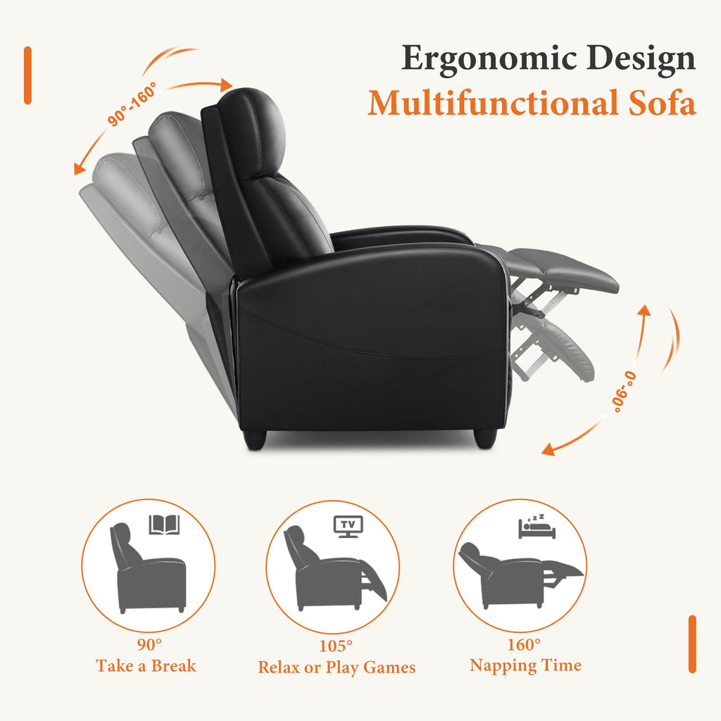 OLIXIS Recliner Chair, Reclining Sofa Chair with 3 Adjustable Angles