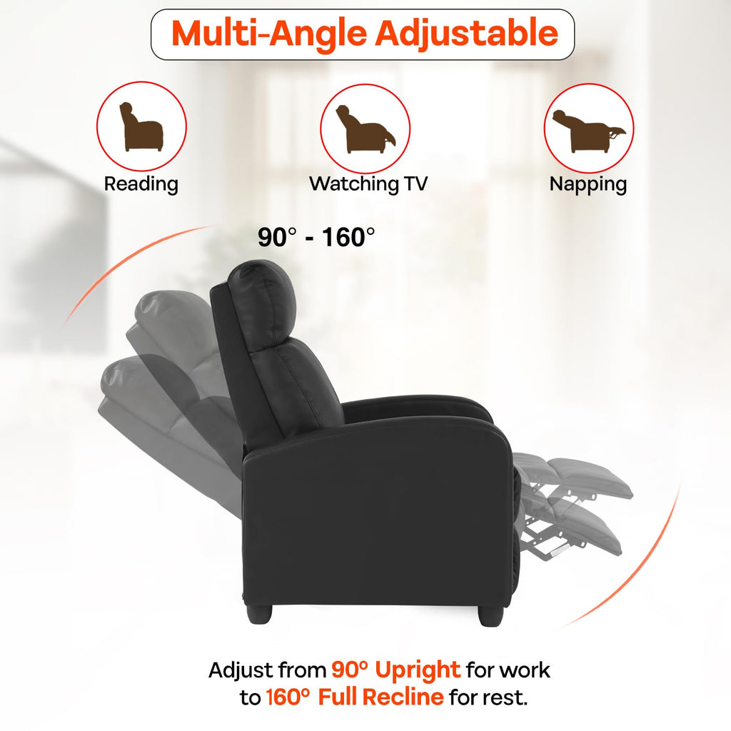 FDW | Recliner Chair | Without Massage Function | Black, PU Leather