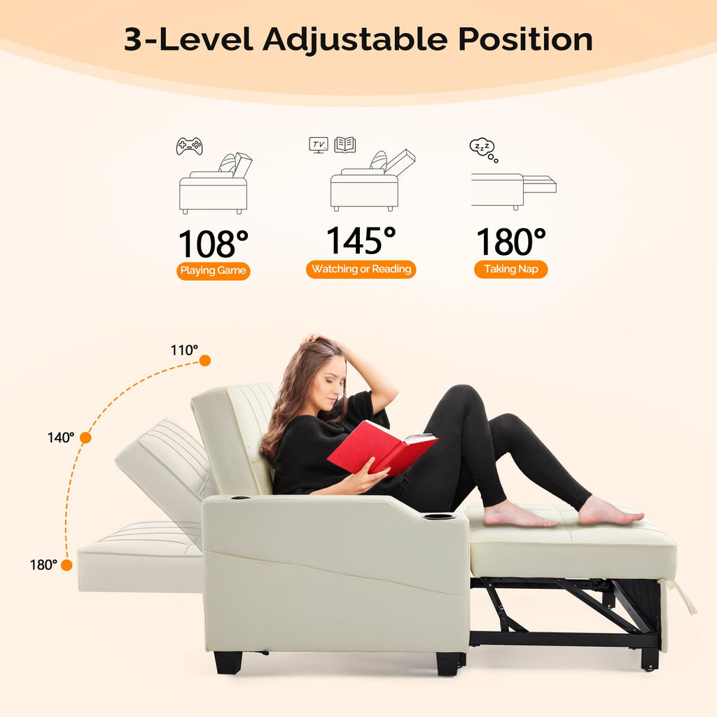 VINGLI Convertible Sleeper Chair Bed, Pull Out Sofa Couch for Living Room