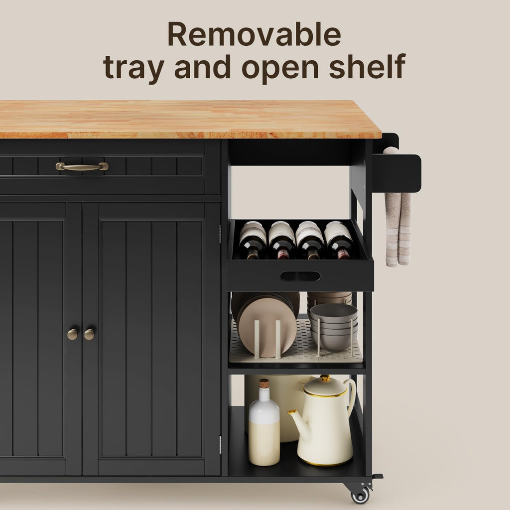 Gizoon 41.7" W Kitchen Island with Storage, Kitchen Island with Drop Leaf