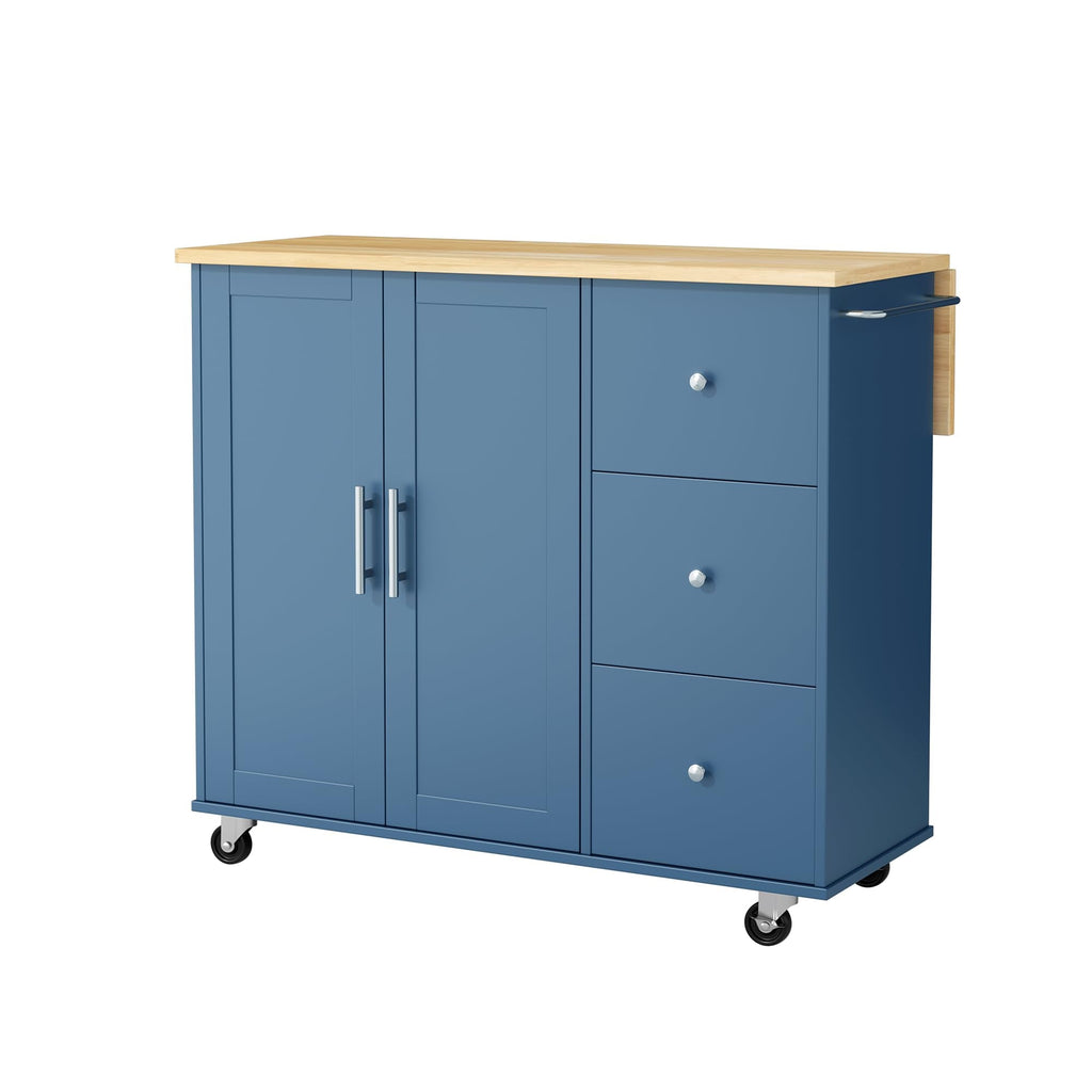 JY QAQA 40" Kitchen Island Cart Furniture cart on Wheels Rolling Portable Dining Room Serving Utility Carts Mobile Movable with Drawers Cabinet,Black