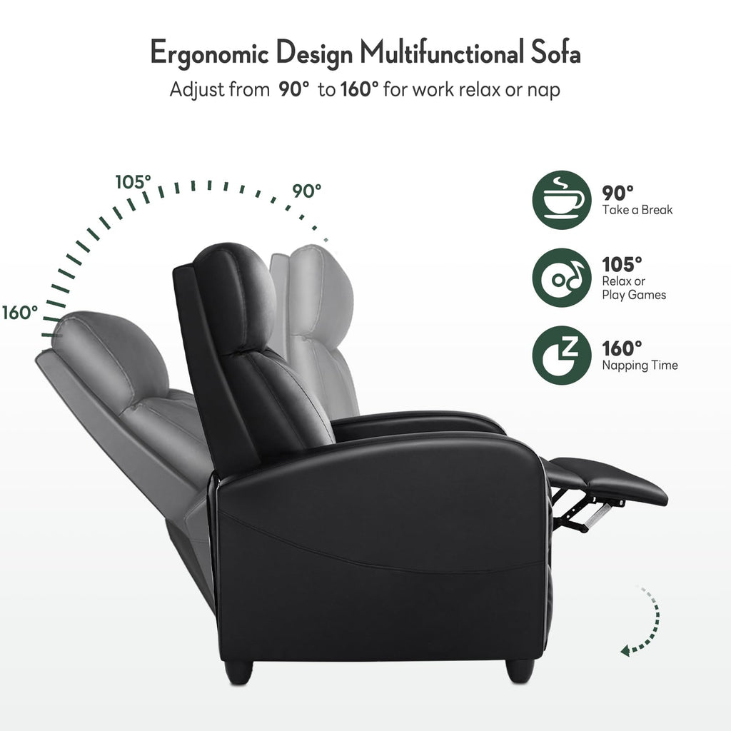 Massage Recliner Chair, Recliner Sofa Fabric for Adults, Recliners Home Theater Seating with Lumbar Support, Reclining Sofa Chair for Living Room, Ink