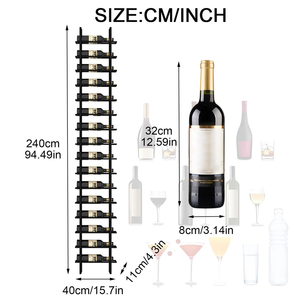 Large Wall Mounted Wine Rack, (Gold, 3 Cols (48 Bottles))