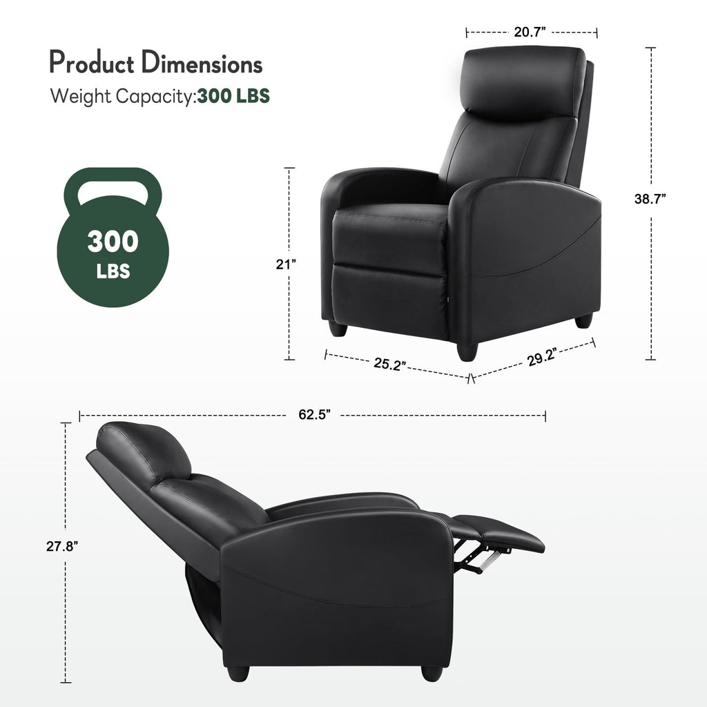Massage Recliner Chair, Recliner Sofa Fabric for Adults, Recliners Home Theater Seating with Lumbar Support, Reclining Sofa Chair for Living Room, Ink