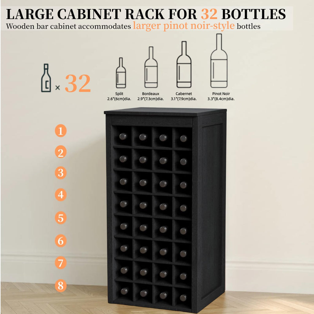 WERSMT 8-Tier Freestanding Wine Rack Wood, 32 Bottles Wine Rack Counter for Small Space, Farmhouse Stackable Modular Wine Bottle Holder Rack, White