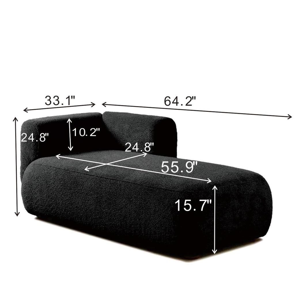 ERYE Boucle Upholstered Left Facing Chaise Lounge Indoor for Living Room Bedroom,Comfy Single Chaise Lounge Modern Leisure Recliner Sleeper Sofa Daybed, Easy Assemble