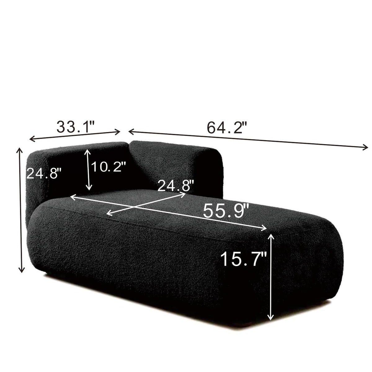 ERYE Boucle Upholstered Left Facing Chaise Lounge Indoor for Living Room Bedroom,Comfy Single Chaise Lounge Modern Leisure Recliner Sleeper Sofa Daybed, Easy Assemble