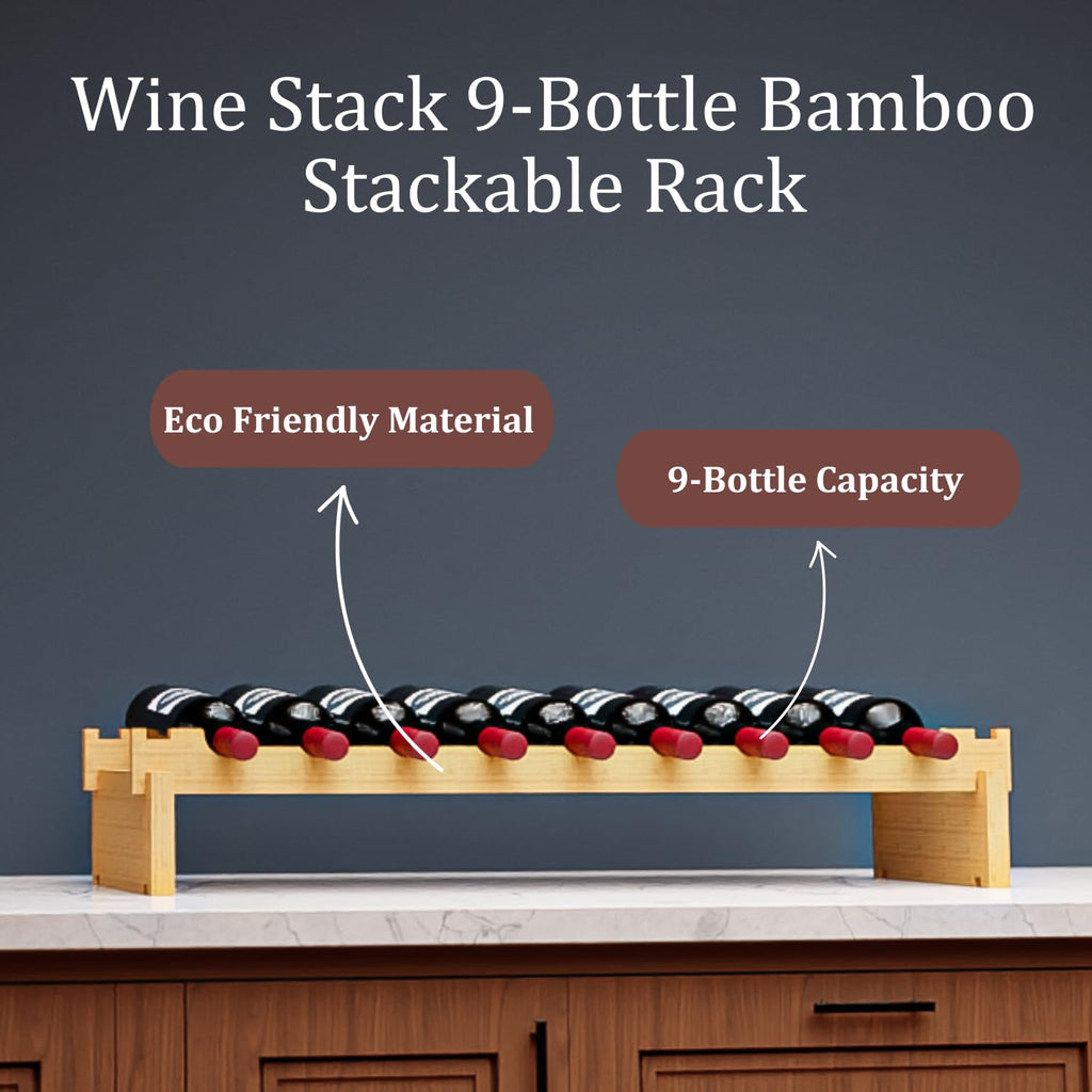 72 Bottle Bamboo Stackable Freestanding Wine Rack, No Tools Assembly, Durable, Wine and Liquor Bottle Storage for Small Spaces