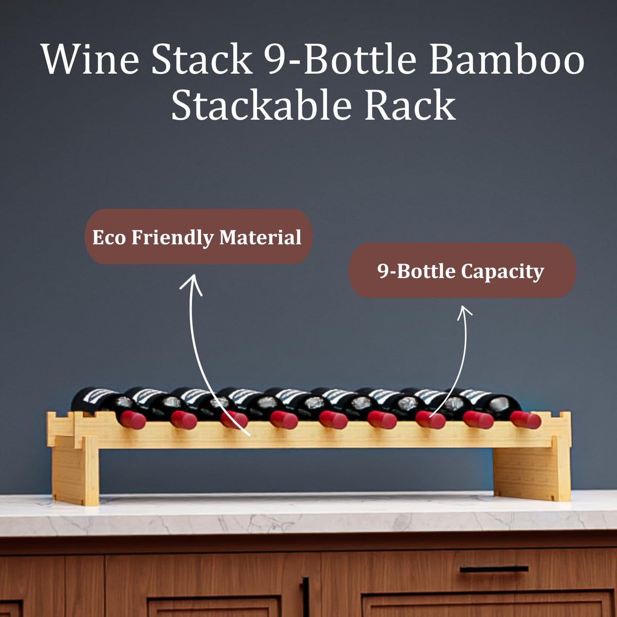 72 Bottle Bamboo Stackable Freestanding Wine Rack, No Tools Assembly, Durable, Wine and Liquor Bottle Storage for Small Spaces