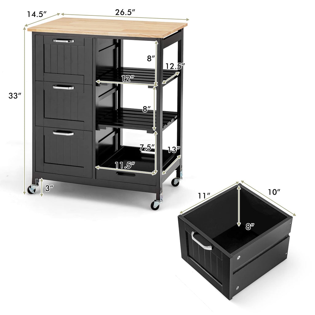 COSTWAY Kitchen Storage Island Cart on Wheels, Kitchen Rolling Trolley Cart