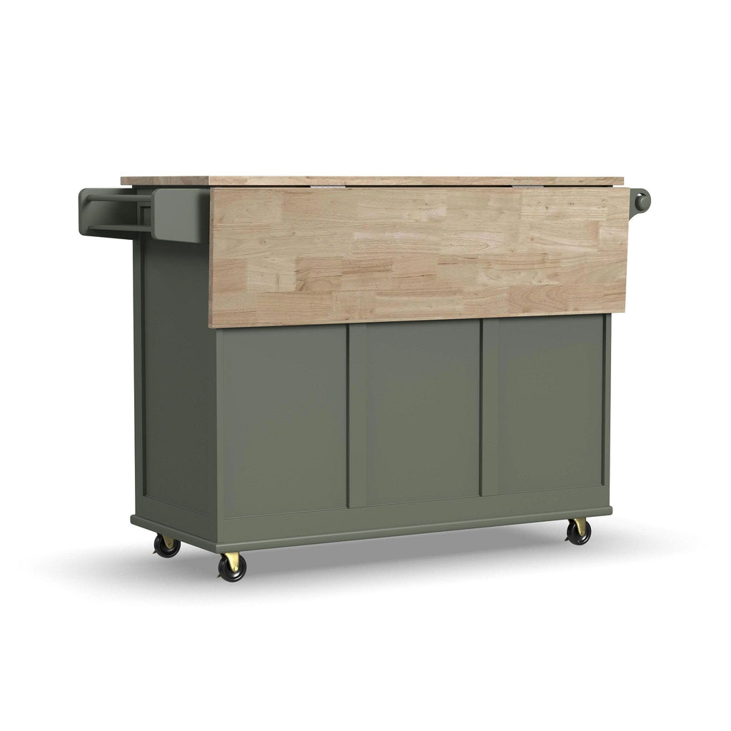 Homestyles Dolly Madison Black Mobile Kitchen Island Cart with Wood Drop Leaf Breakfast Bar