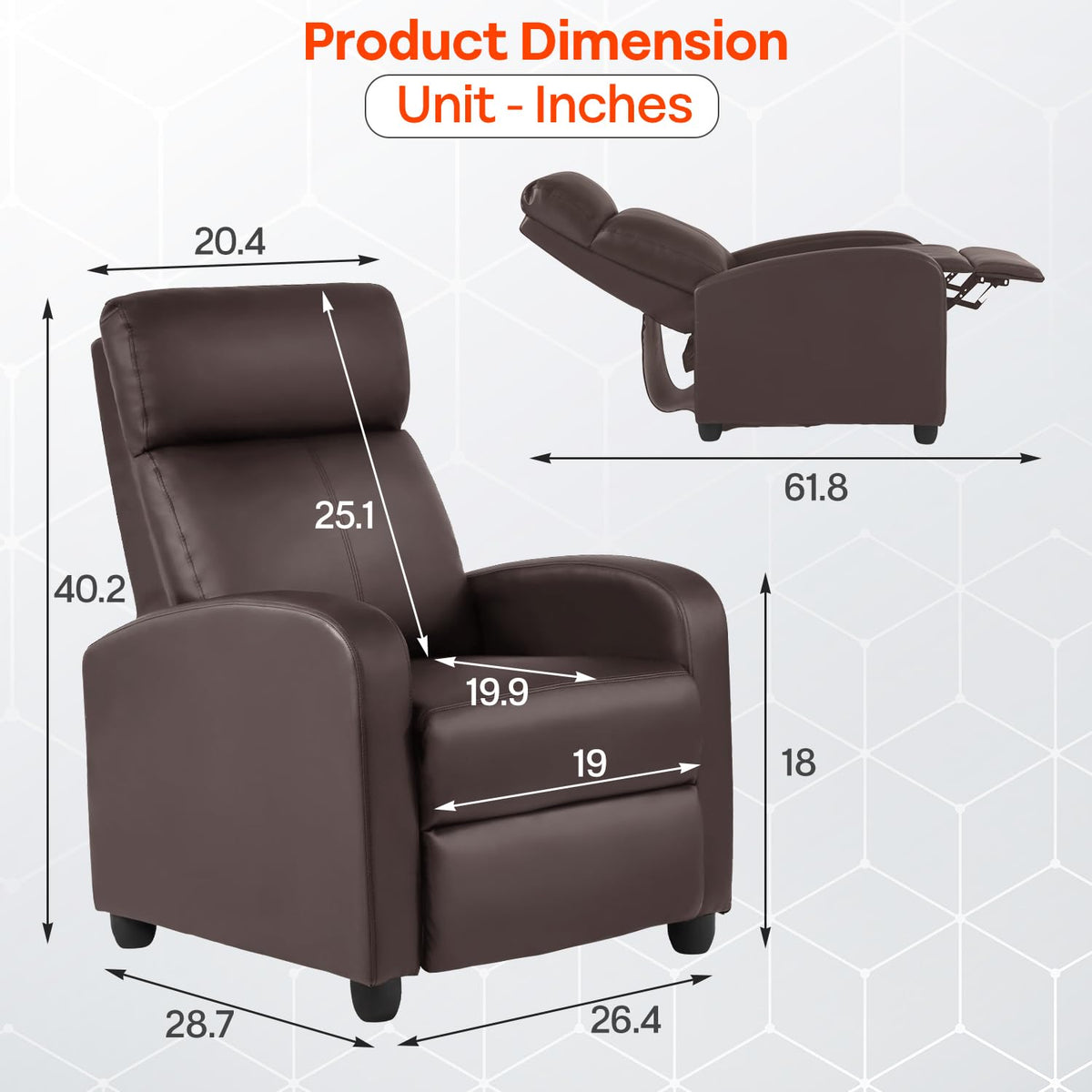 FDW | Recliner Chair | Without Massage Function | Black, PU Leather
