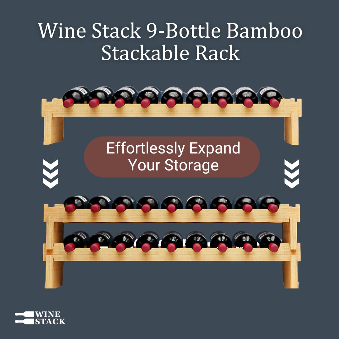 72 Bottle Bamboo Stackable Freestanding Wine Rack, No Tools Assembly, Durable, Wine and Liquor Bottle Storage for Small Spaces