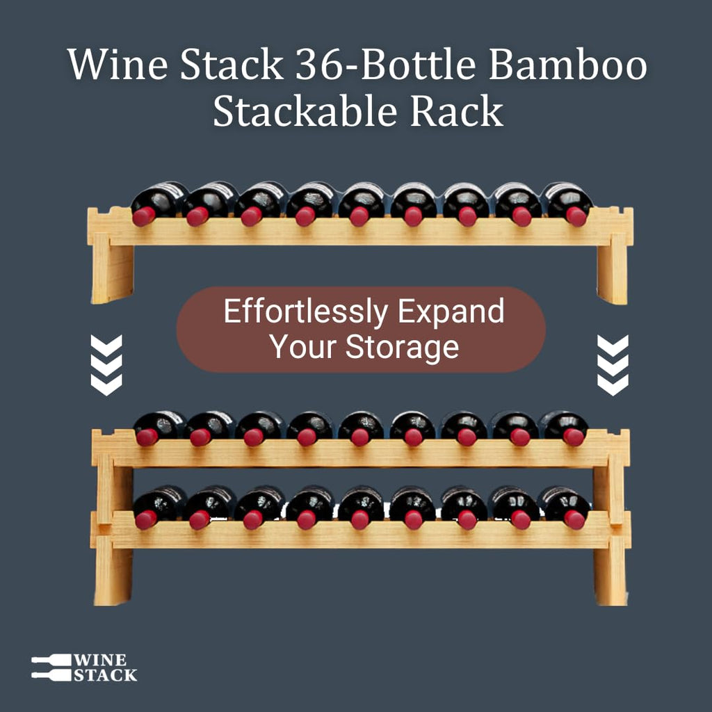 72 Bottle Bamboo Stackable Freestanding Wine Rack, No Tools Assembly, Durable, Wine and Liquor Bottle Storage for Small Spaces