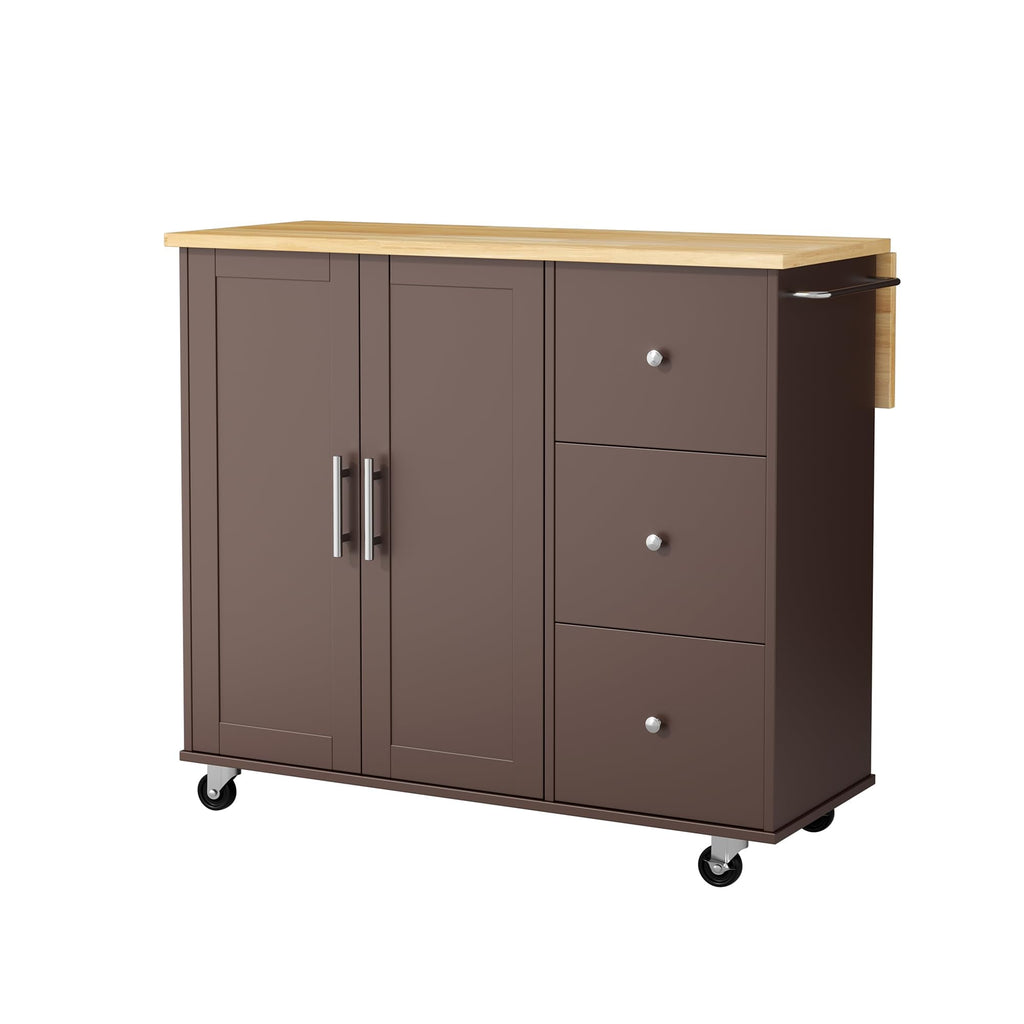 JY QAQA 40" Kitchen Island Cart Furniture cart on Wheels Rolling Portable Dining Room Serving Utility Carts Mobile Movable with Drawers Cabinet,Black