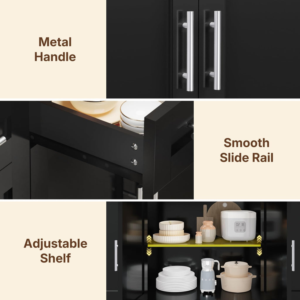 Dripex 41.5'' Kitchen Island with Power Outlet, Trash Cabinet & Storage