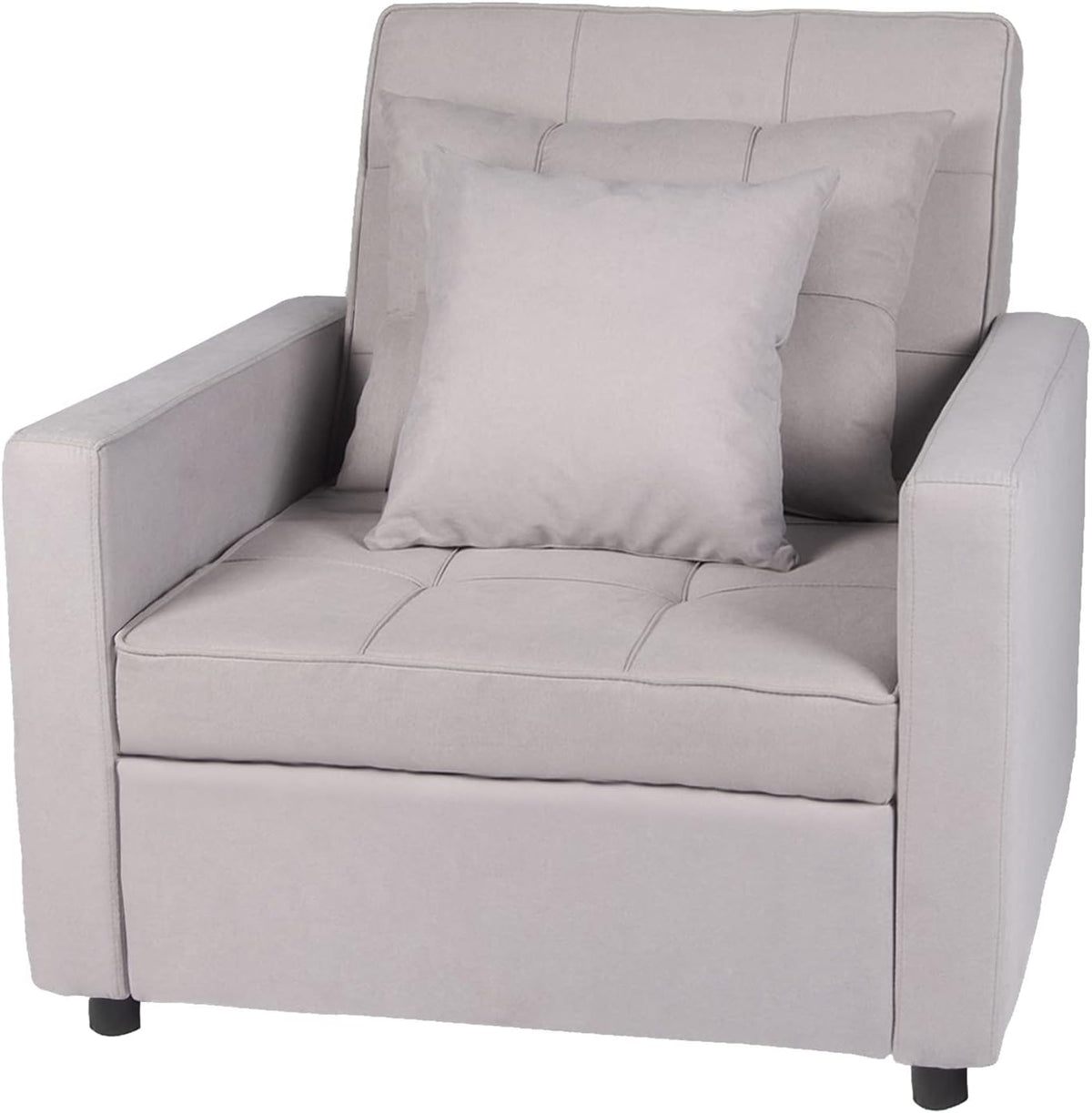 Polar Aurora Sofa Bed Chair 3-in-1 Convertible Chair Bed, Lounger Sleeper Chair, Single Recliner for Small Space with Adjustable Backrest (Light Grey)