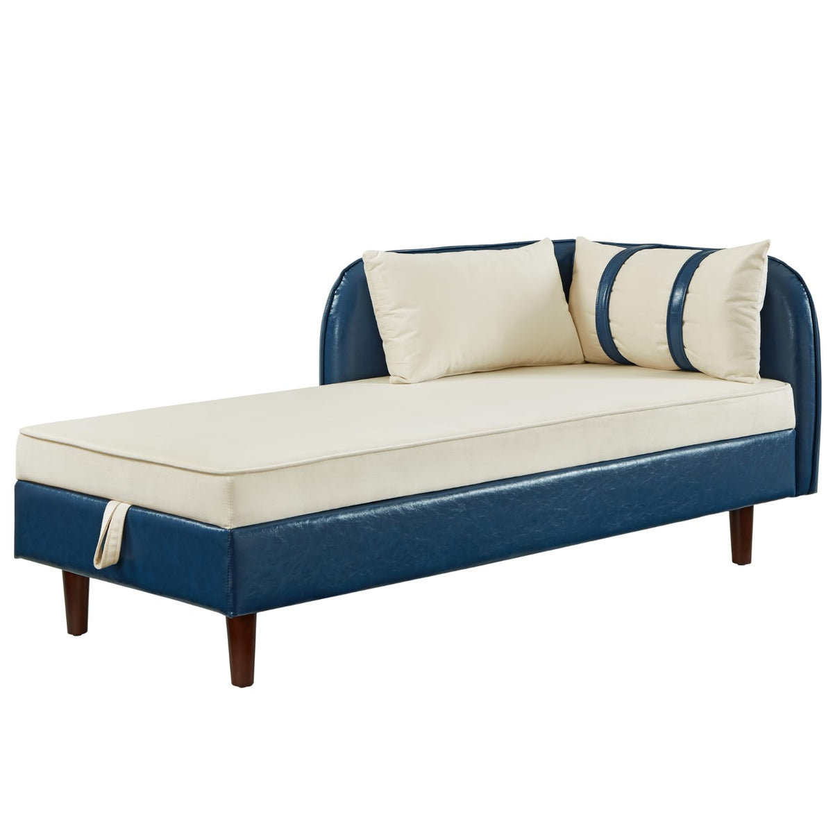 Modern 32''W Chaise Lounge with Armrest (Hold Right Arm), Indoor Recliner, Comfy Deep Seat Sleeper Chair Single Sofa Bed for Apartment, Living Room, Ivory L.