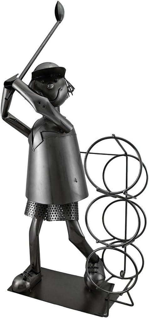 Giant Golfer Golf Metal Wine Bottle Holder, Charcoal